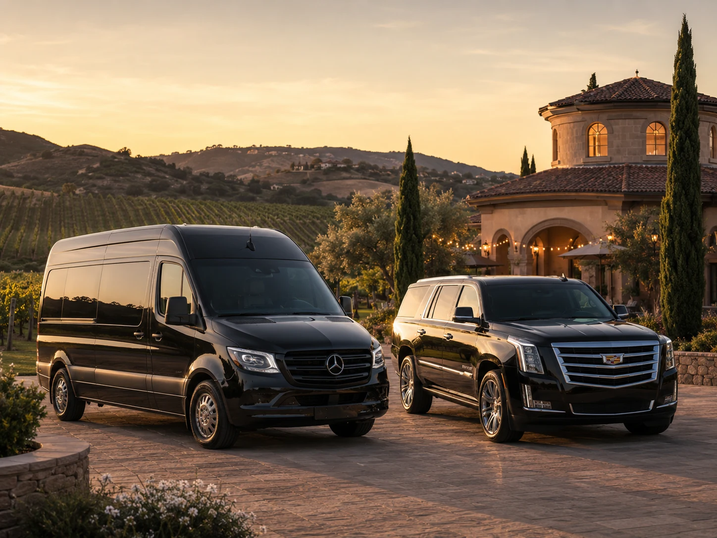 Sprinter van and Cadillac SUV for corporate transportation